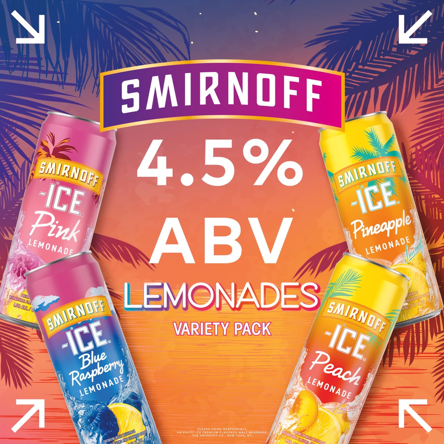 Smirnoff Ice Neon Lemonade Variety Pack, 12oz Cans, 12pk