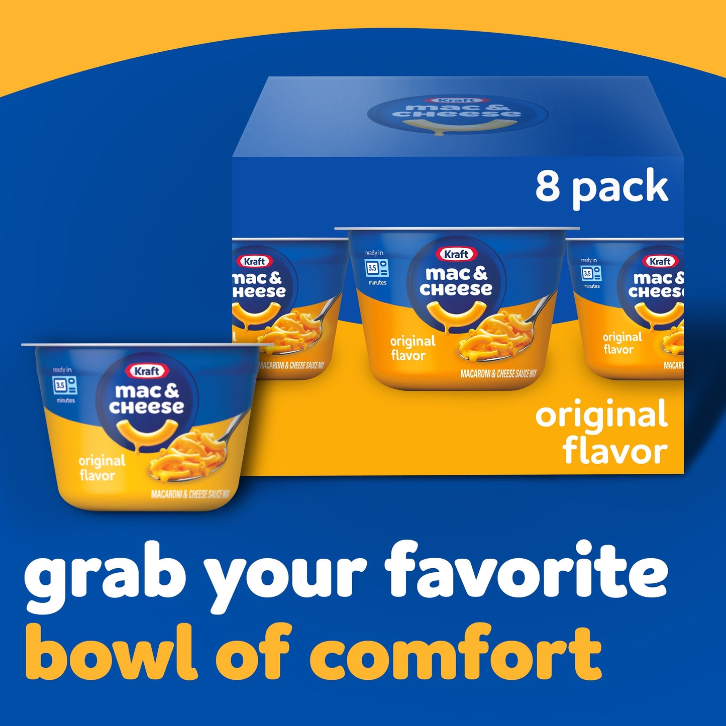 Kraft Original Mac N Cheese Macaroni and Cheese Cups Easy Microwavable Dinner, 8 ct Box, 2.05 oz Cups