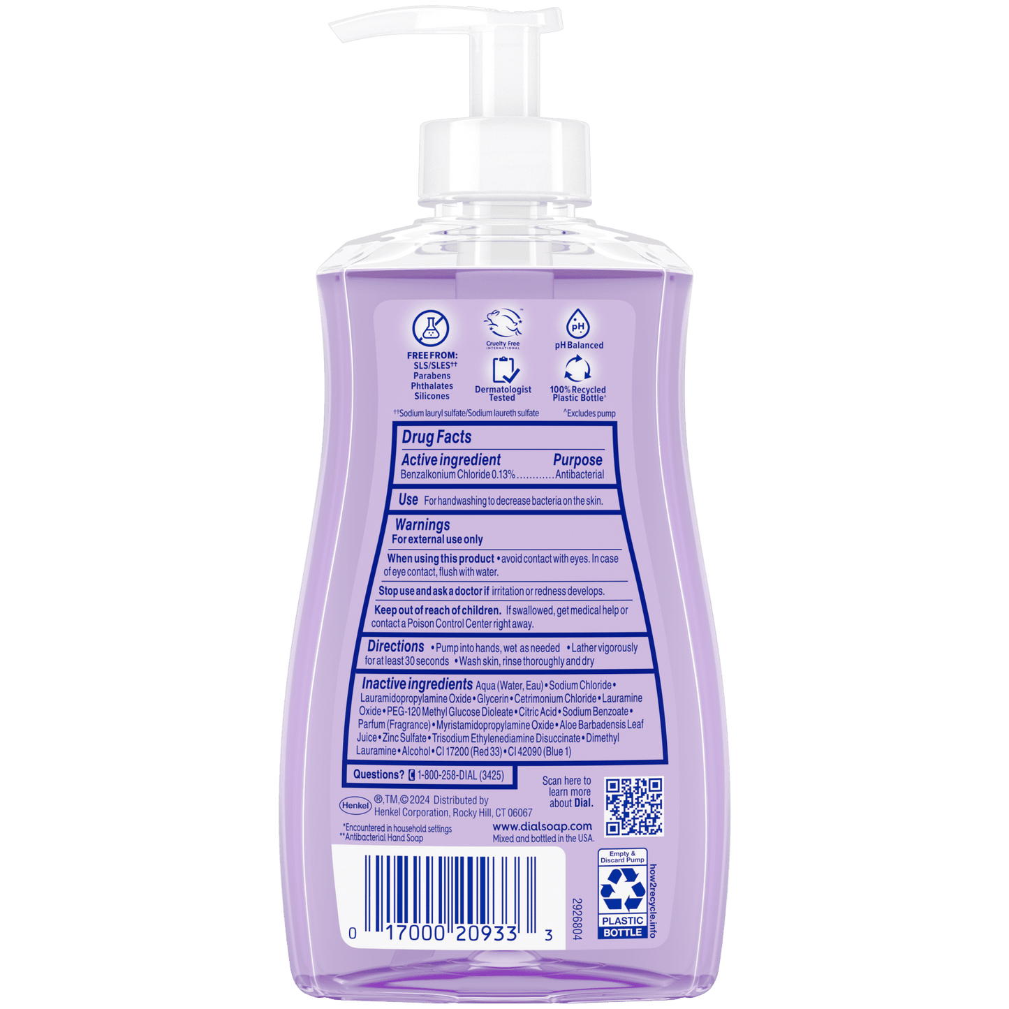 Dial Antibacterial Liquid Hand Soap, Lavender & Jasmine Scent, 11 fl oz