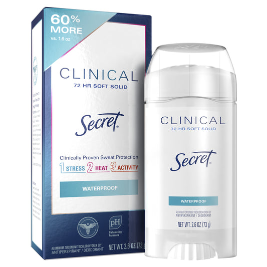 Secret Clinical Strength Soft Solid Antiperspirant and Deodorant, Waterproof, 2.6 oz