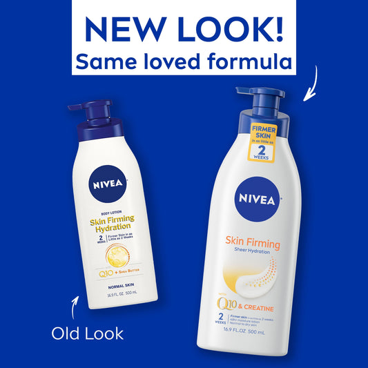 NIVEA Skin Firming Hydration Body Lotion with Q10 and Shea Butter, 16.9 Fl Oz Pump Bottle