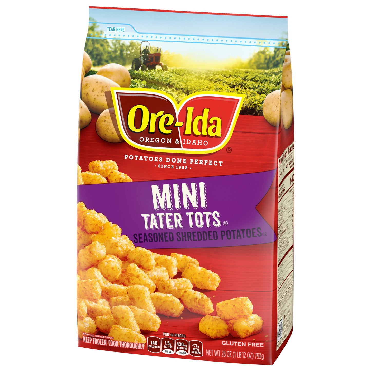 Ore-Ida Mini Tater Tots Seasoned Shredded Frozen Potatoes, 28 oz Bag