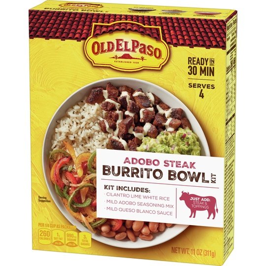 Old El Paso Burrito Bowl Kit, Adobo Steak, 11 oz