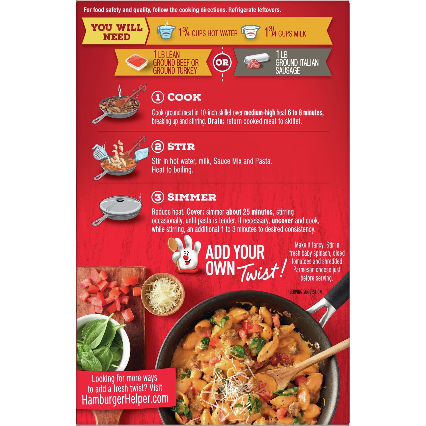 Hamburger Helper, Cheesy Italian Shells, 6.1 oz Box