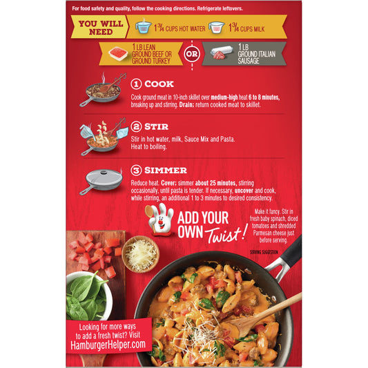 Hamburger Helper, Cheesy Italian Shells, 6.1 oz Box