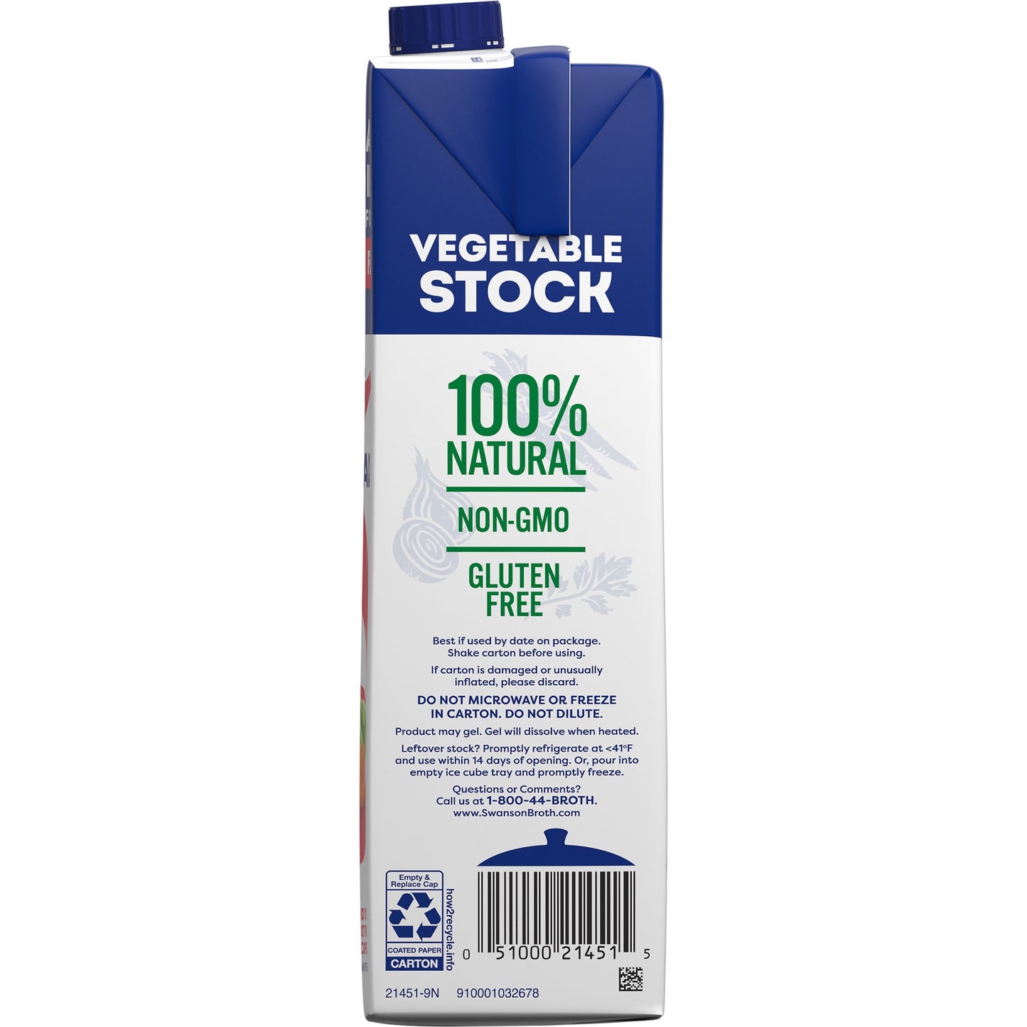 Swanson 100% Natural, Gluten-Free Vegetable Stock, 32 oz Carton