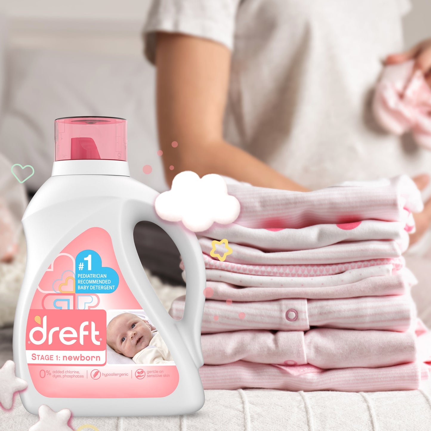 Dreft Stage 1: Newborn Baby Liquid Laundry Detergent, 80 Loads, 115 fl oz