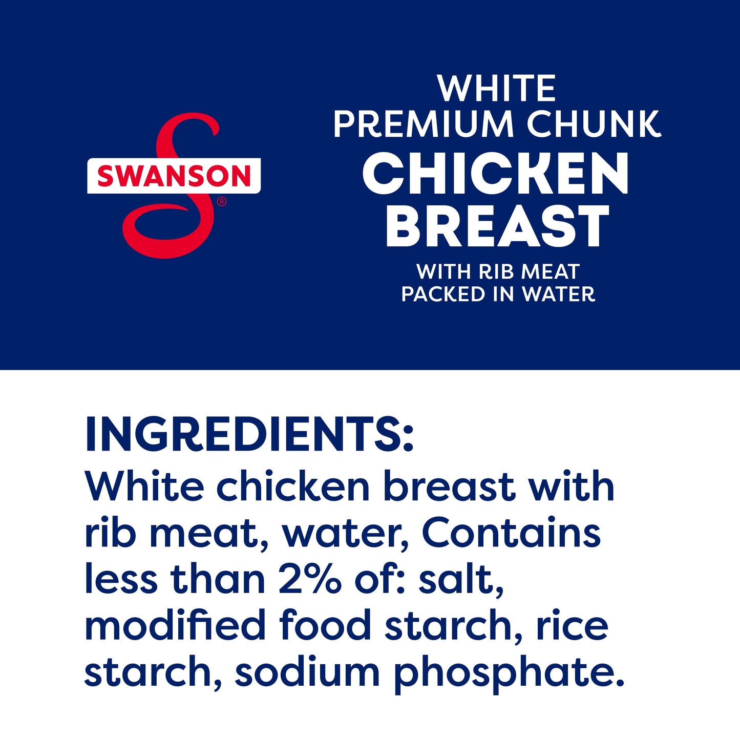 Swanson White Premium Chunk Canned Chicken Breast in Water, Fully Cooked Chicken, 12.5 oz Can