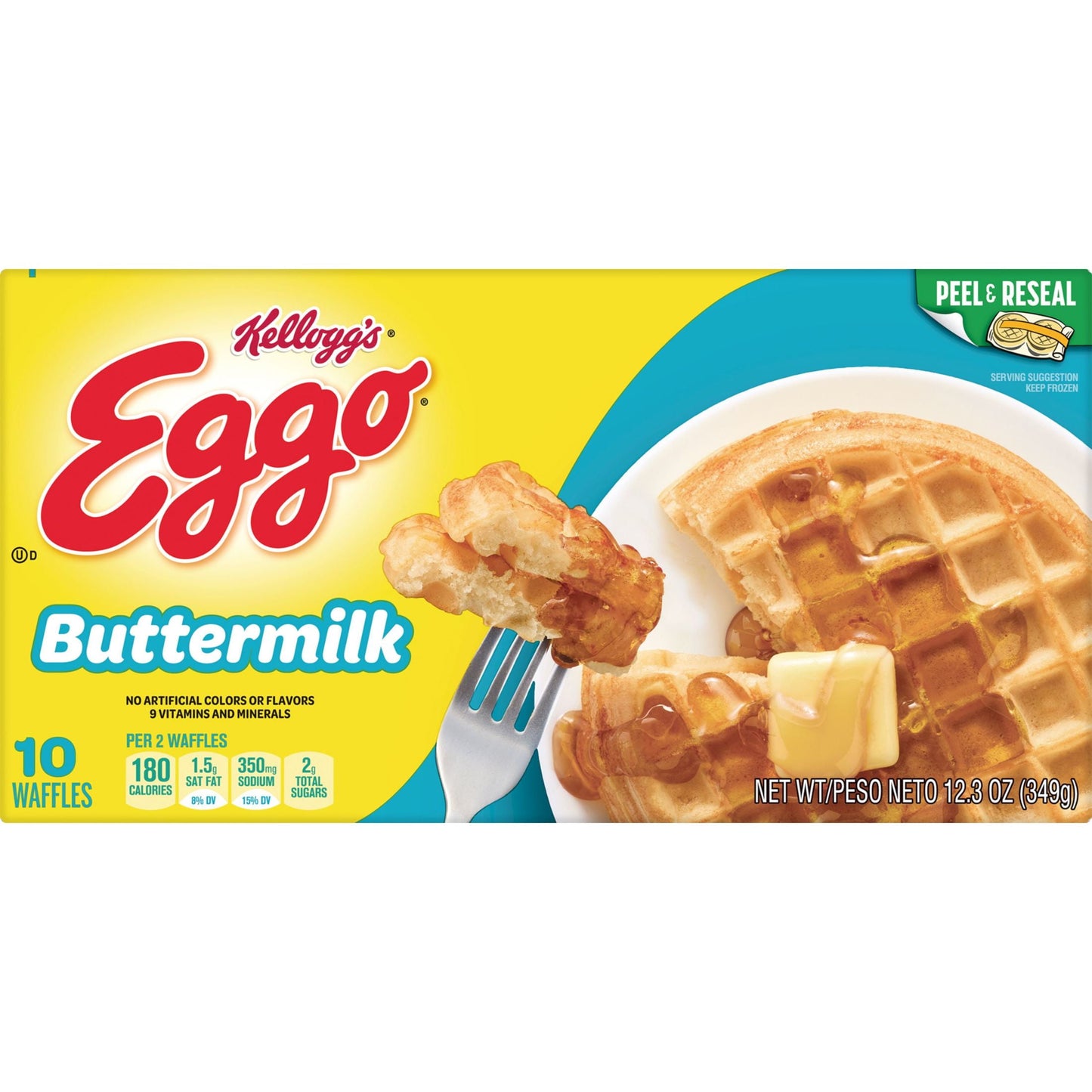 Eggo Buttermilk Waffles, 12.3 oz, 10 Count (Frozen), Regular