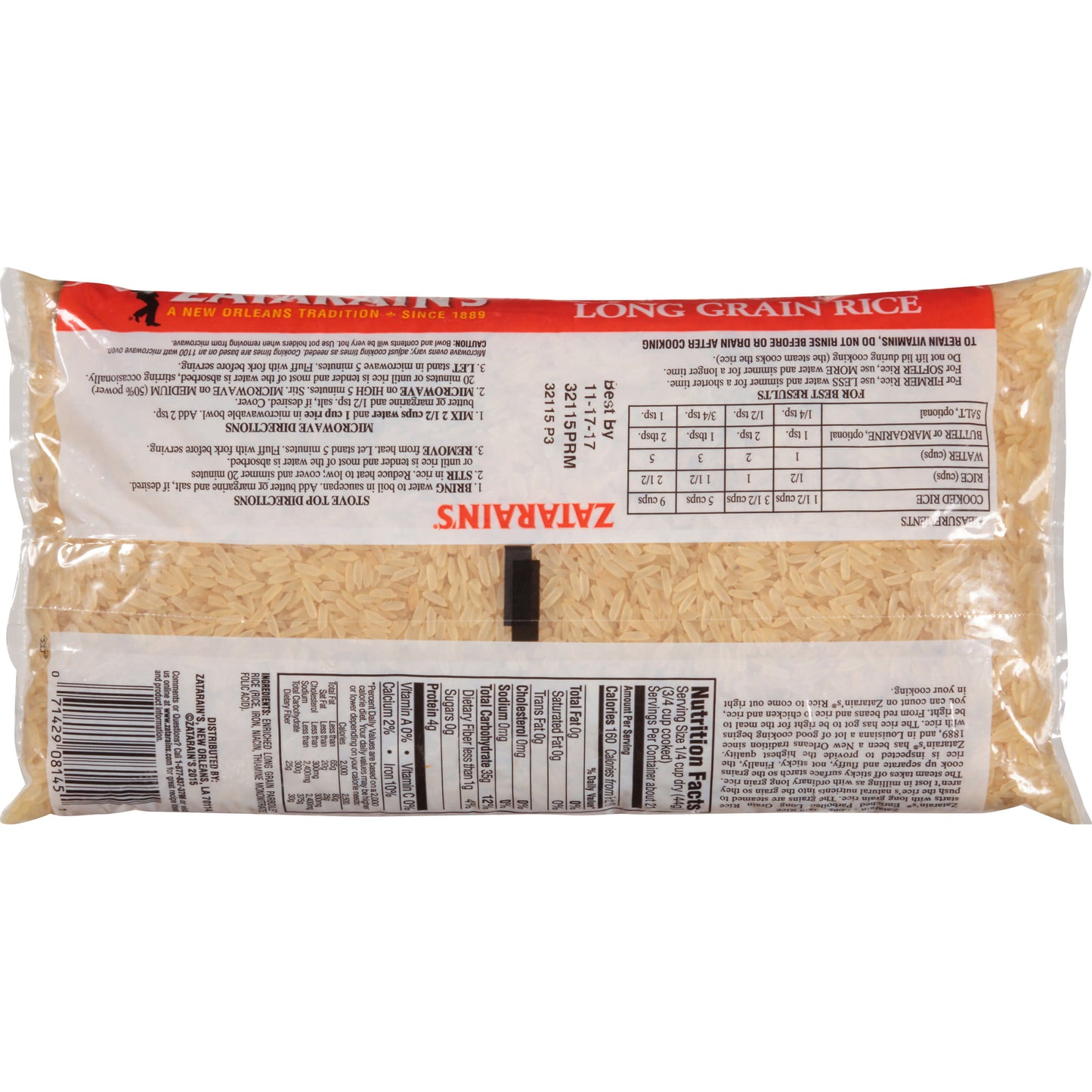 Zatarain's White Rice - Parboiled Long Grain, 2 lb Rice