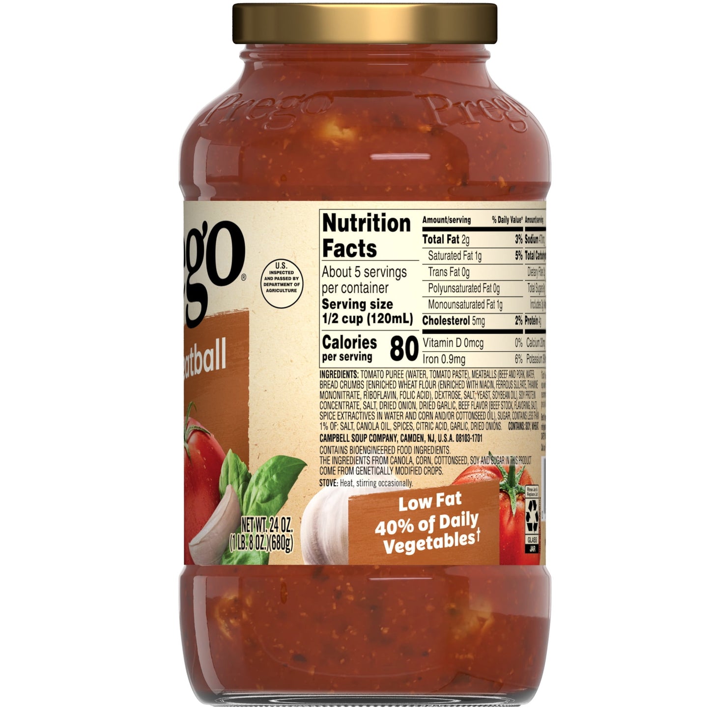 Prego Mini-Meatball Pasta Sauce, 24 oz Jar