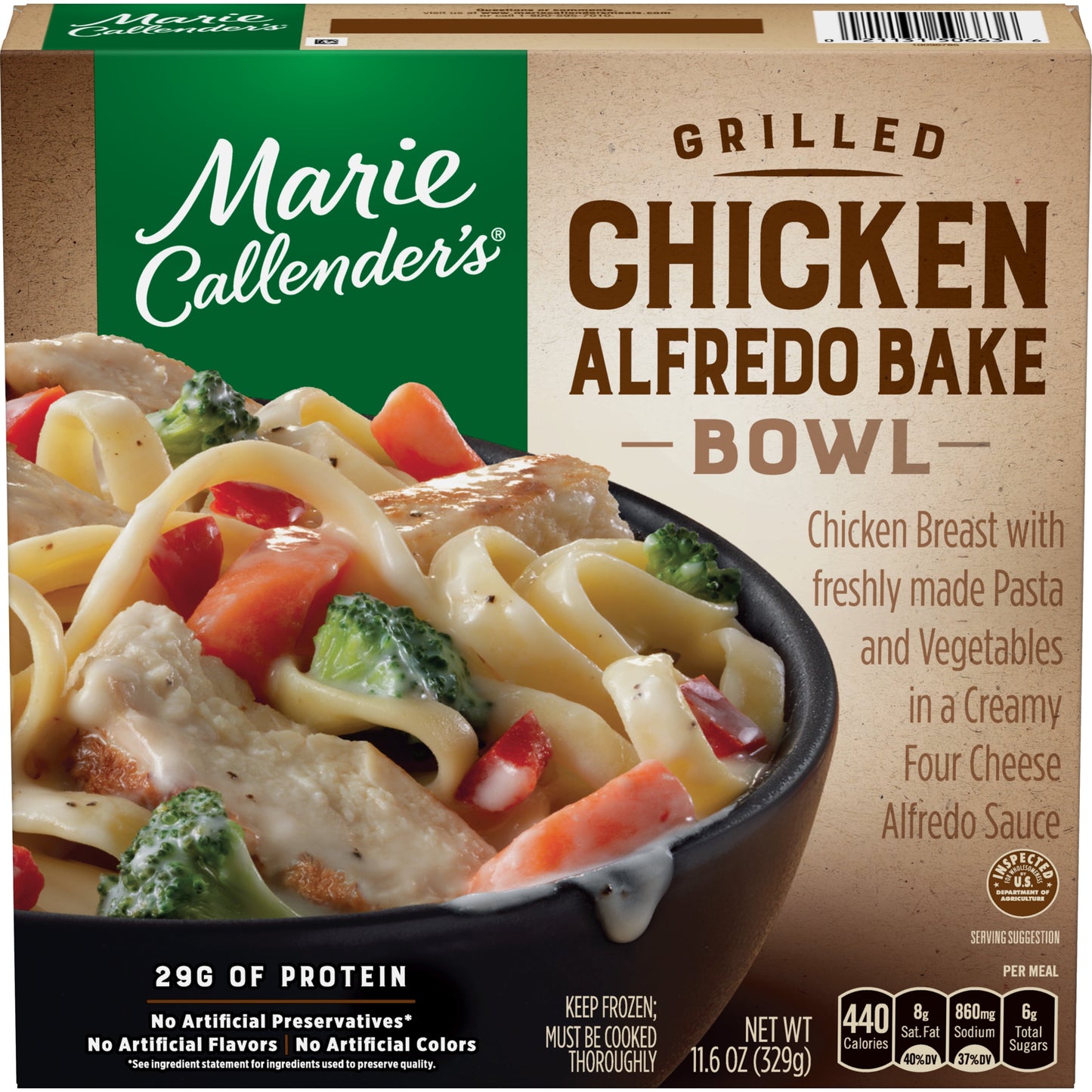 Marie Callender's Grilled Chicken Alfredo Bake Bowl, Frozen Meals, 11.6 oz (Frozen)