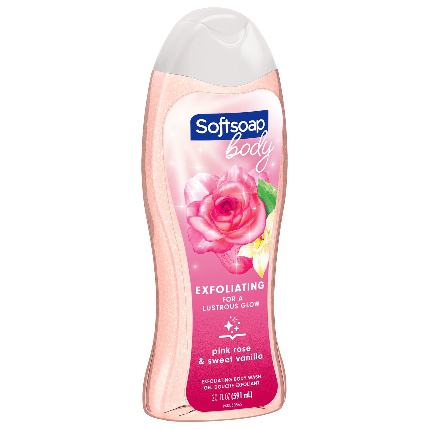 Softsoap Exfoliating Body Wash, Lustrous Glow Pink Rose & Vanilla, 20 Oz