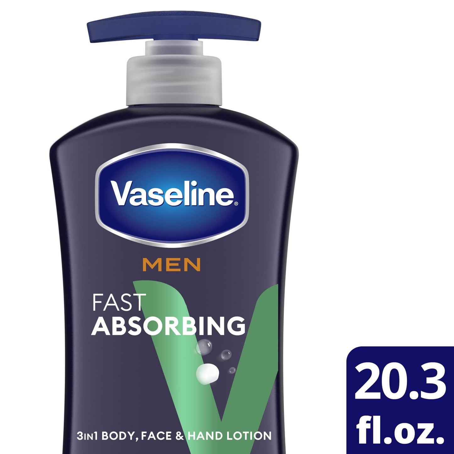 Vaseline Men Fast Absorbing Non Greasy Body Face and Hand Lotion, 20.3 fl oz