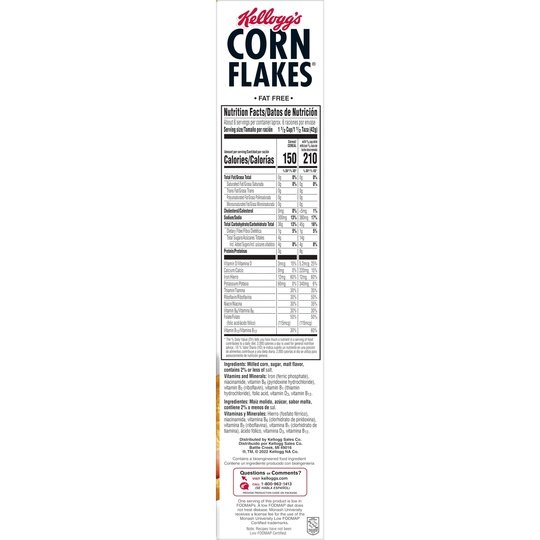 Kellogg's Corn Flakes Original Cold Breakfast Cereal, 9.6 oz Box