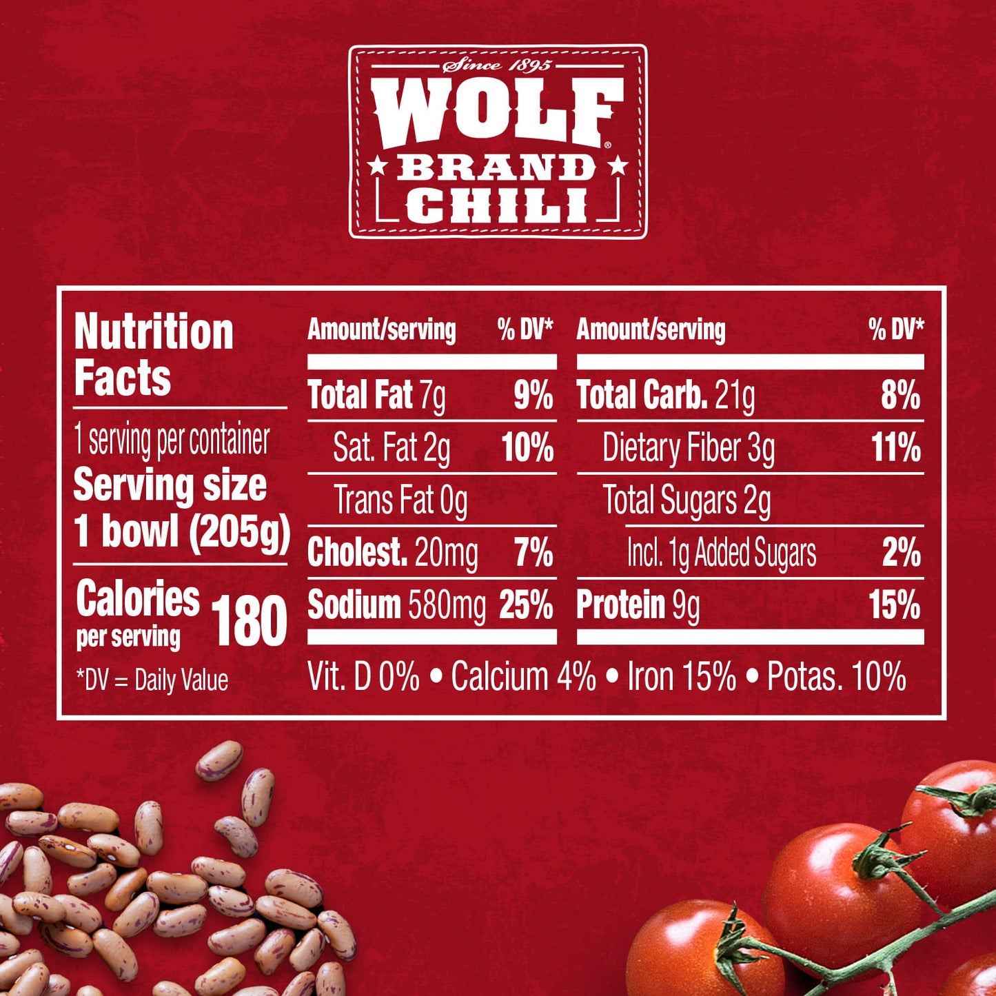 Wolf Brand Chili With Beans, Microwavable Bowls, 7.25 oz.