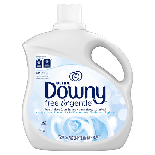 Downy Ultra Liquid Fabric Conditioner (Fabric Softener), Free & Gentle, 150 Loads 111 fl oz