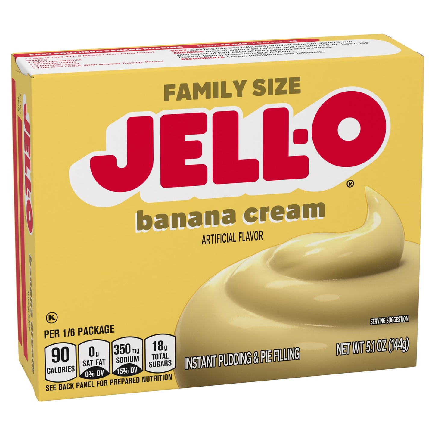 Jell-O Banana Cream Instant Pudding Mix & Pie Filling, 5.1 oz. Box