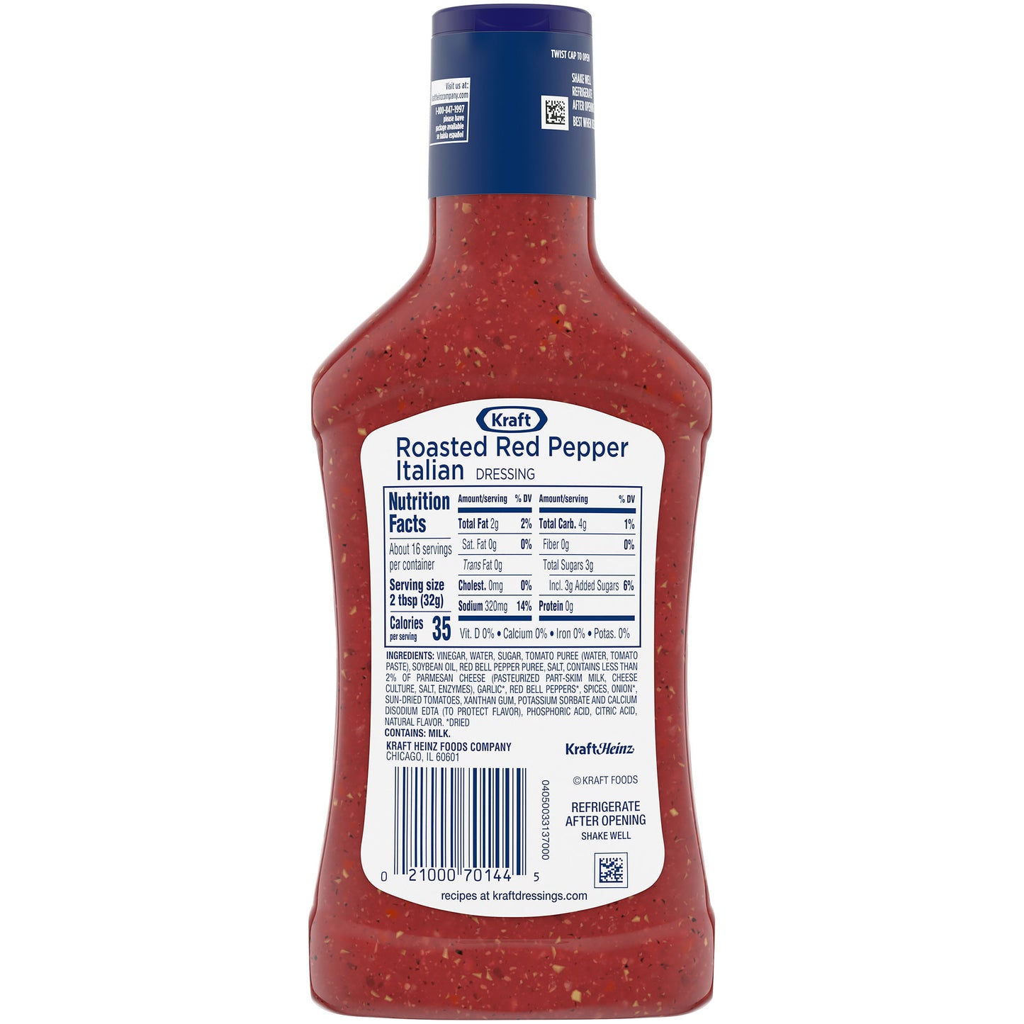 Kraft Roasted Red Pepper Italian Salad Dressing, 16 fl oz Bottle