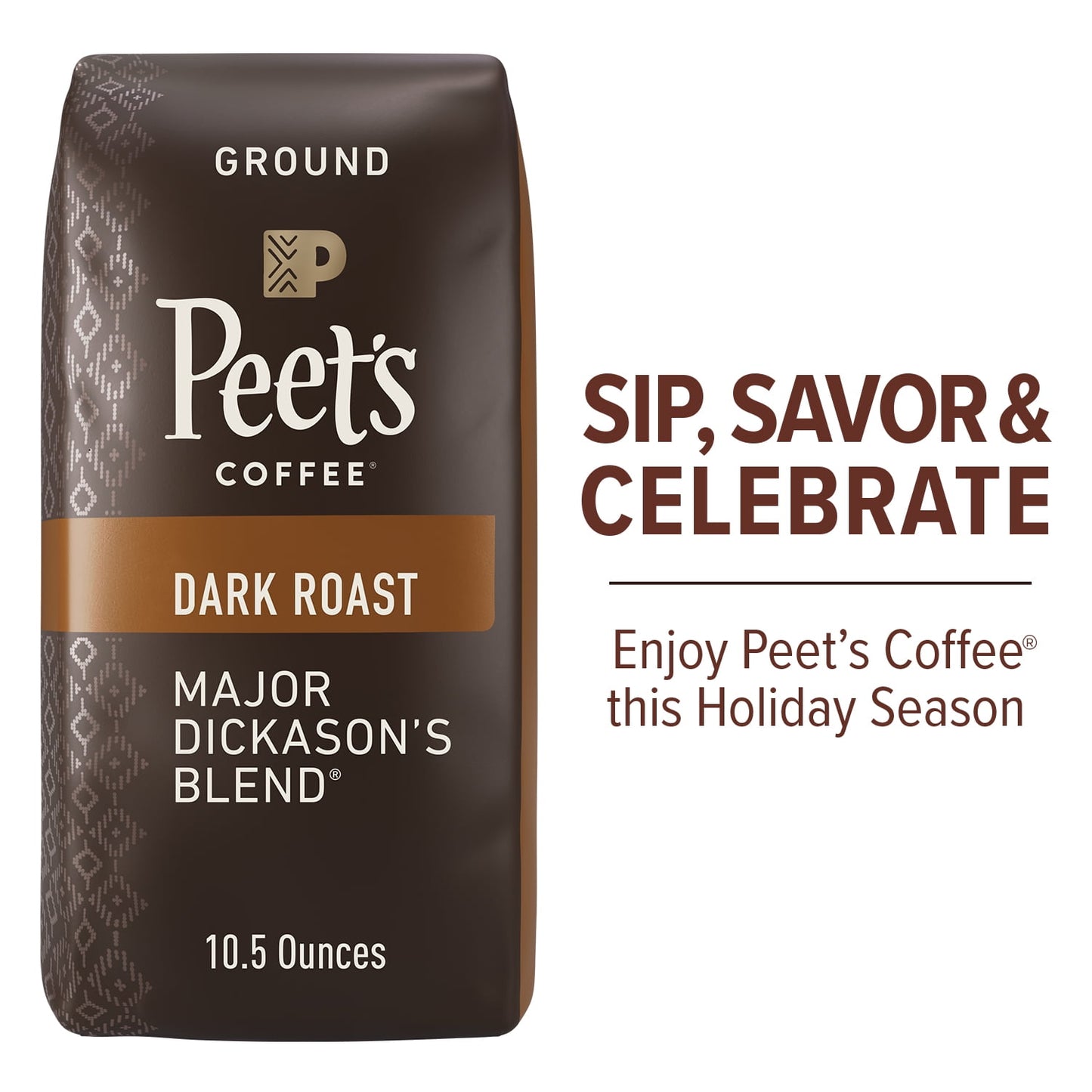 Peet's Coffee Major Dickason's Blend Ground Coffee, Premium Dark Roast, 100% Arabica, 10.5 oz