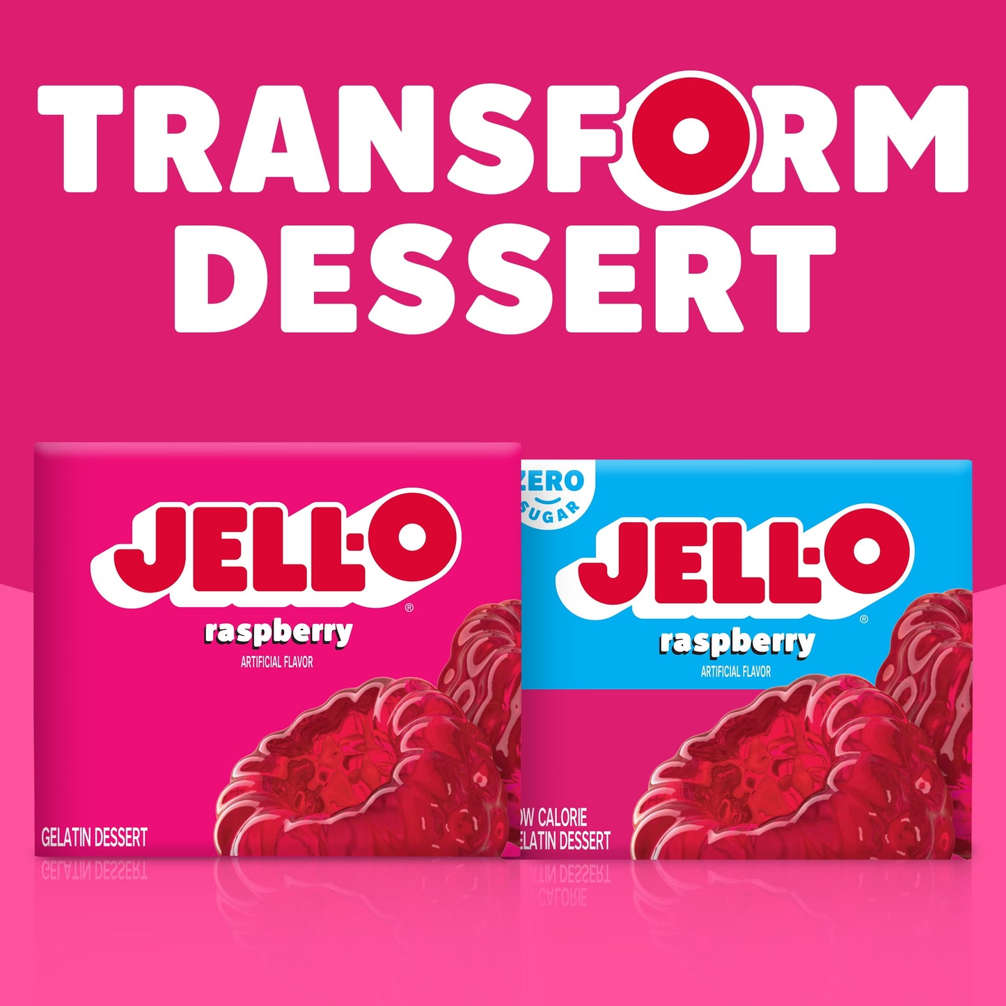 Jell-O Raspberry Artificially Flavored Gelatin Dessert Mix, 3 oz Box