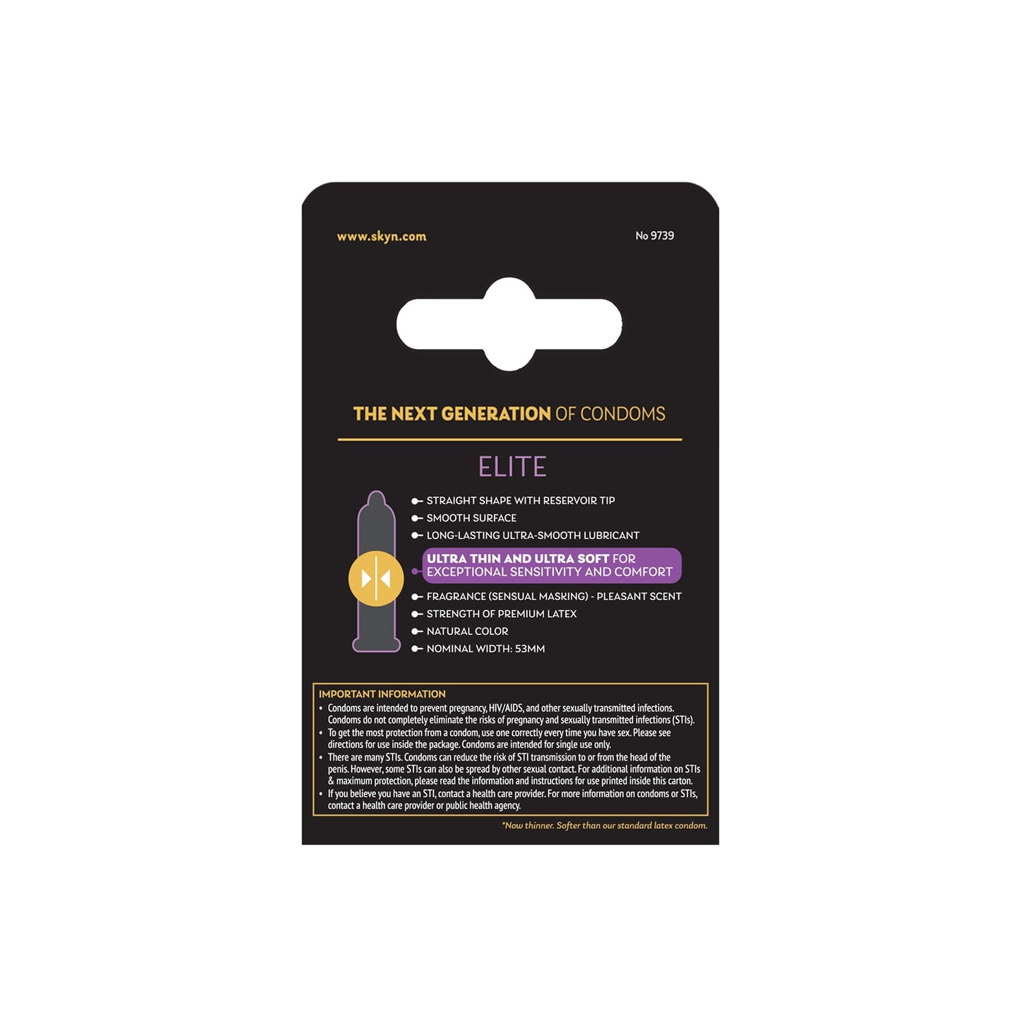 SKYN, Elite Non-Latex Condom, 3 Count