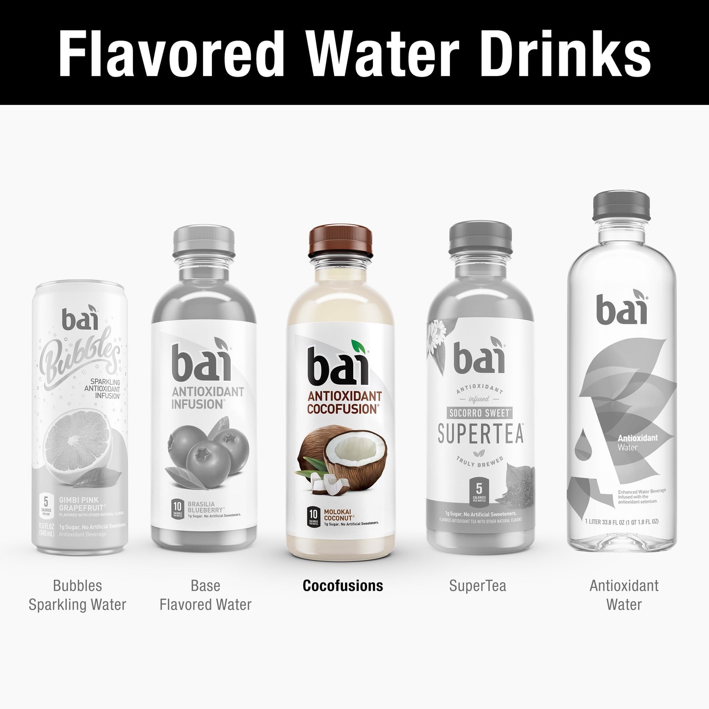 Bai Molokai Coconut Antioxidant Infused Flavored Water, 18 fl oz, Bottle