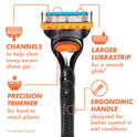 Gillette Fusion5 Men's Razor Handle and 2 Blade Refills, Orange