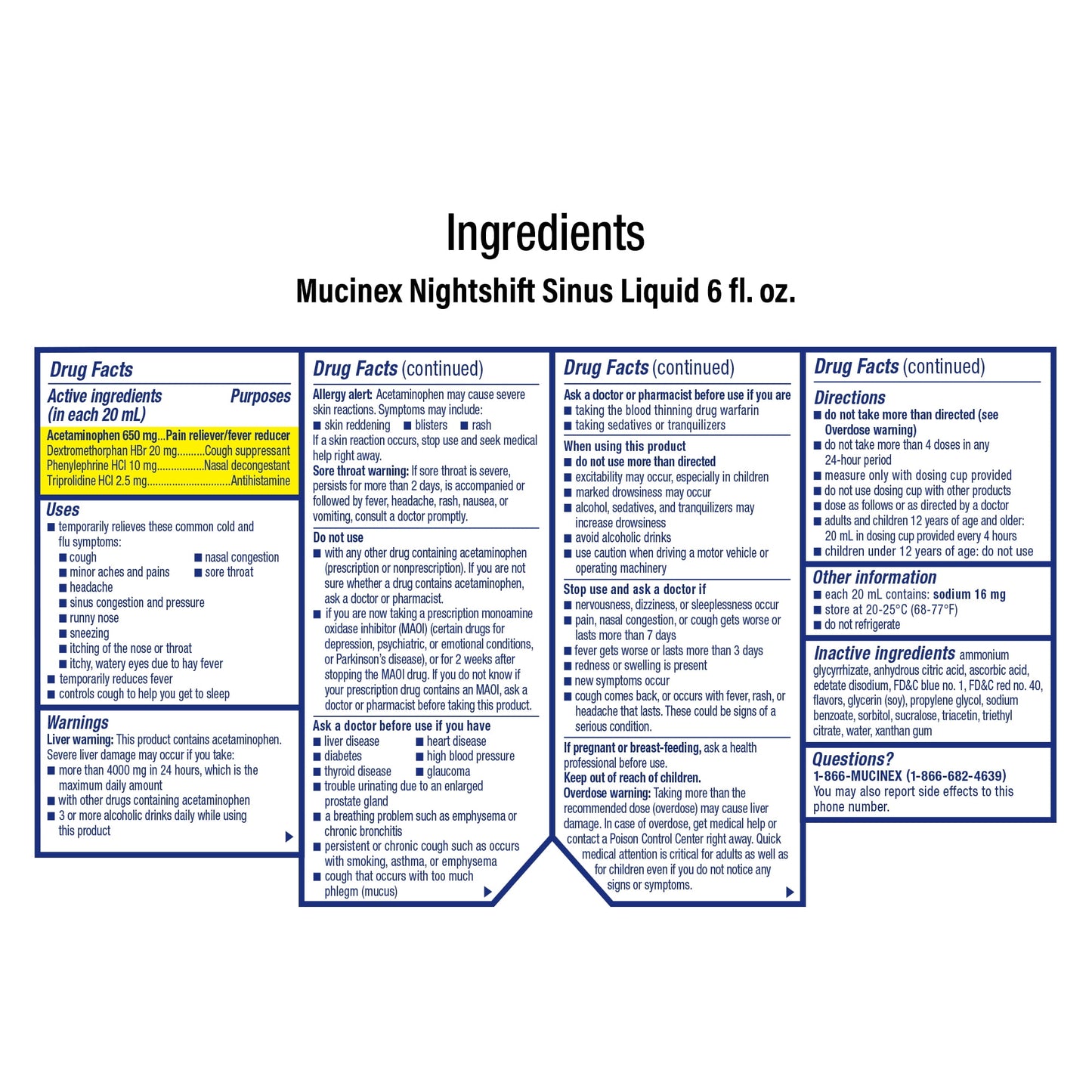 Mucinex Sinus Max Medicine, Nightshift PM, 6 fl oz