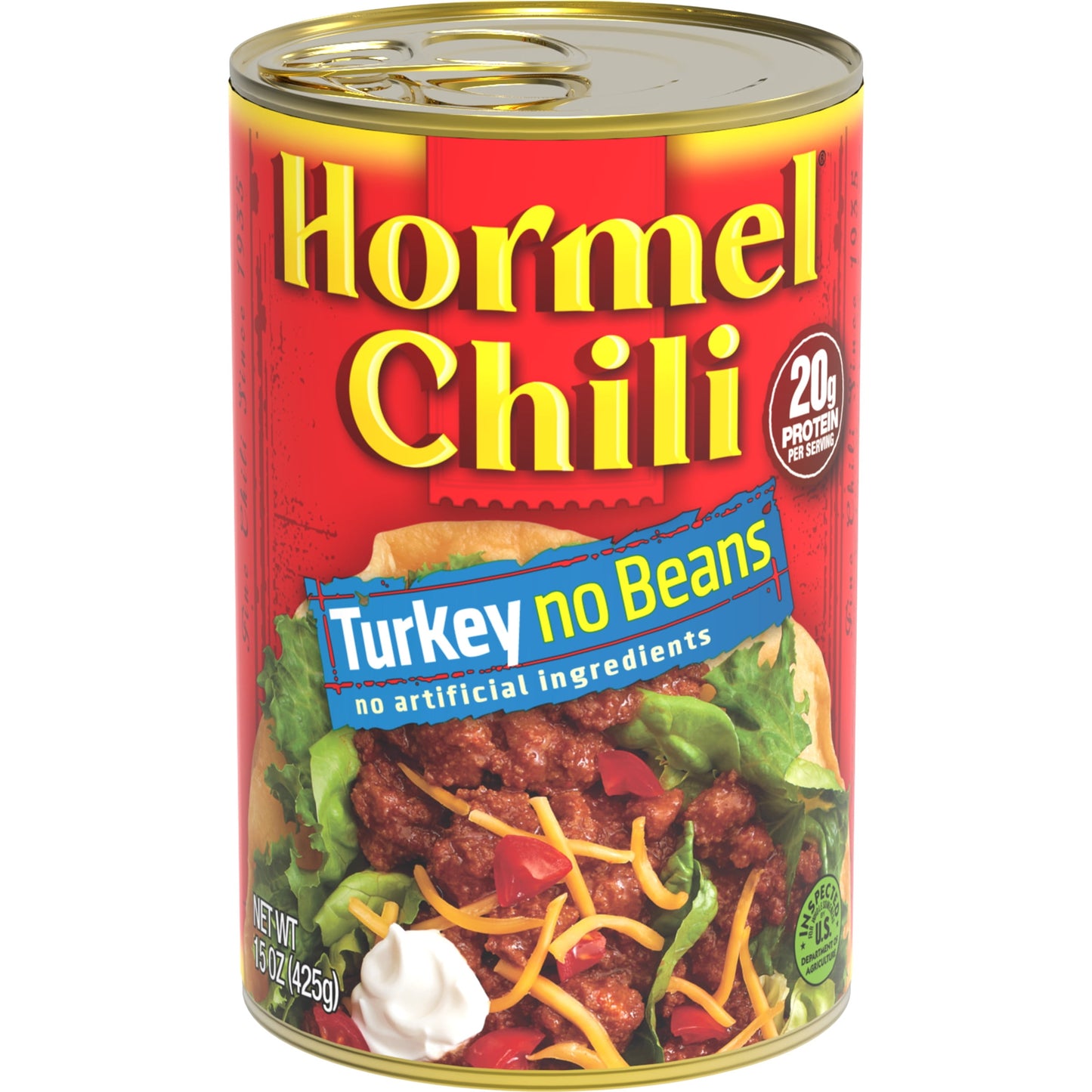 HORMEL Chili Turkey No Bean, No Artificial Ingredients, 15 oz Aluminum Can