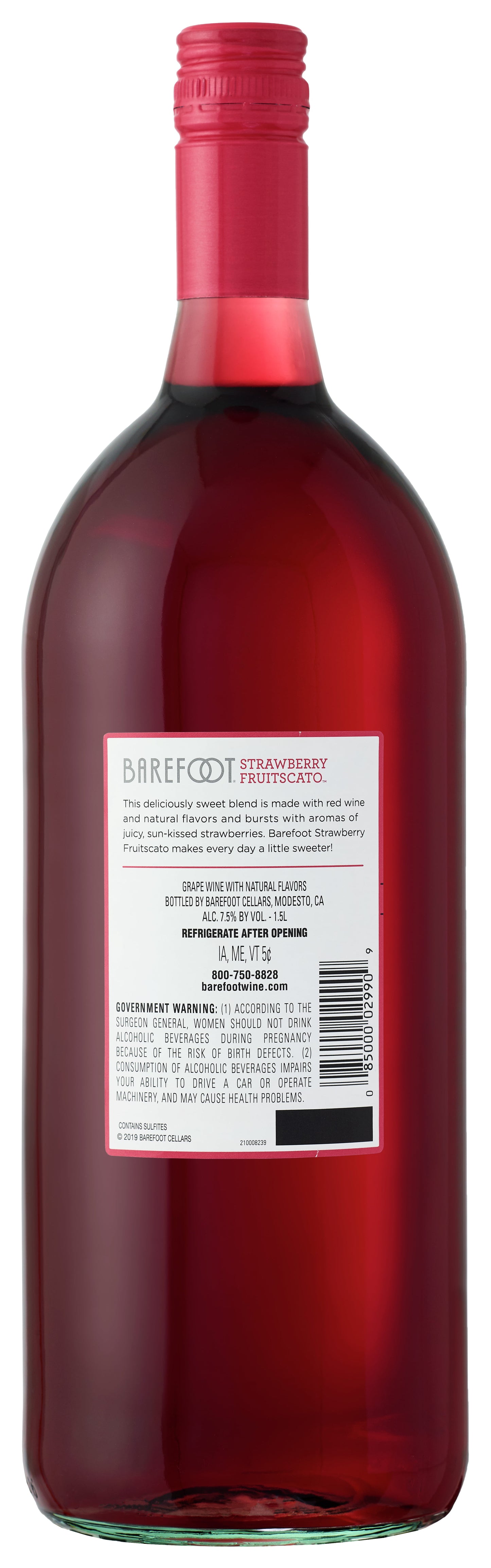 Barefoot FruitScato Strawberry Moscato, California, 1.5 Liter Glass Bottle