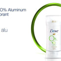 Dove 0% Aluminum Women's Antiperspirant Deodorant Stick, Coconut and Pink Jasmine, 2.6 oz