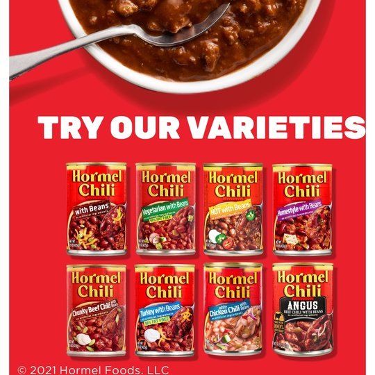 HORMEL Chili Chunky Beef Chili with Beans, No Artificial Ingredients, 15 oz Aluminum Can