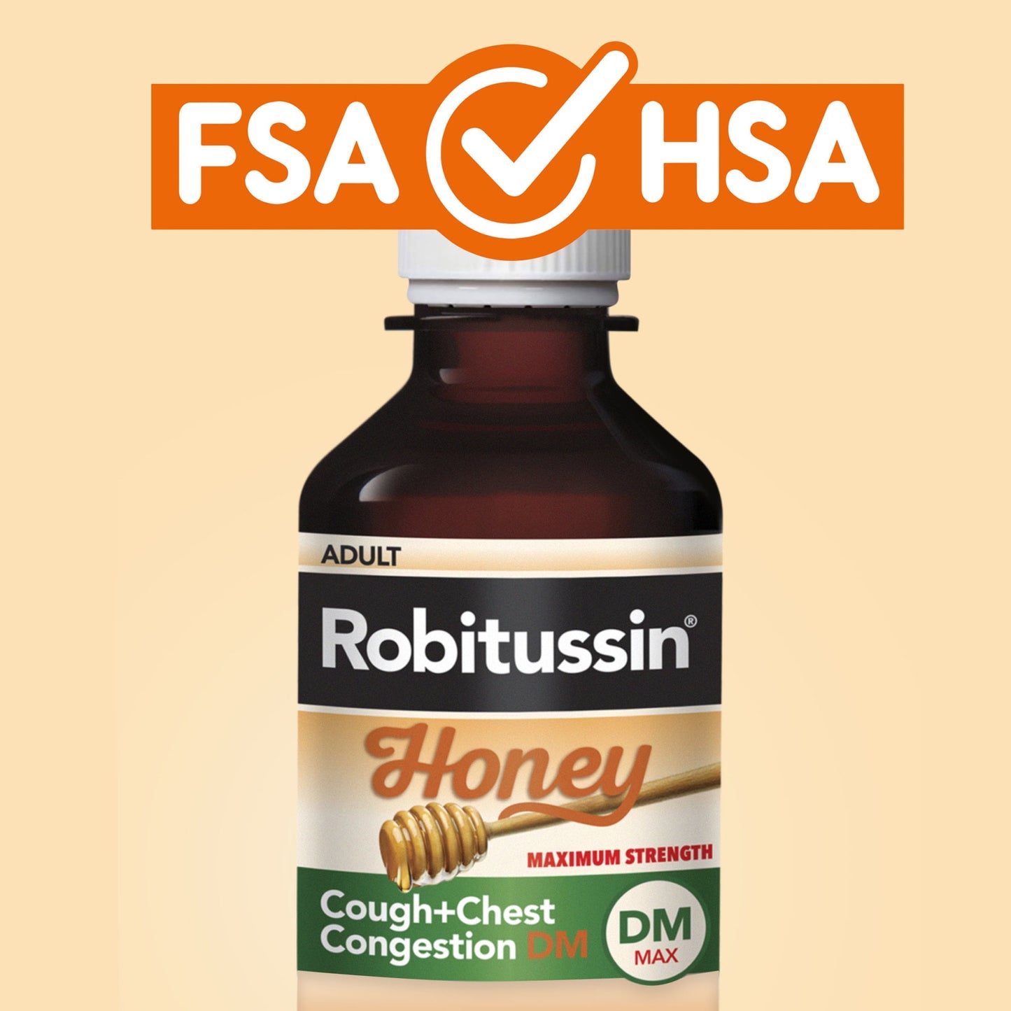 Robitussin Max Strength Cough Congestion DM and Cold Medicine, Honey, 8 Fl Oz