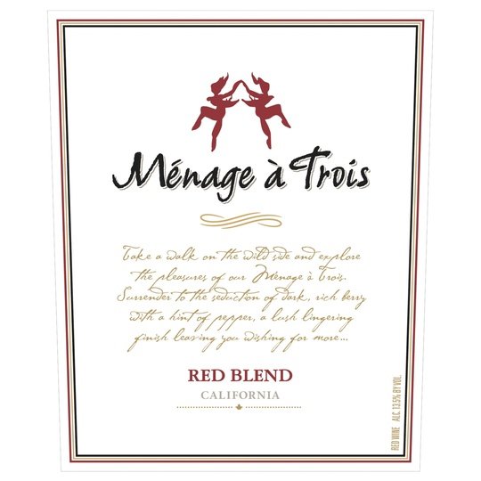 Menage a Trois California Red Blend Red Wine, 750 ml Bottle