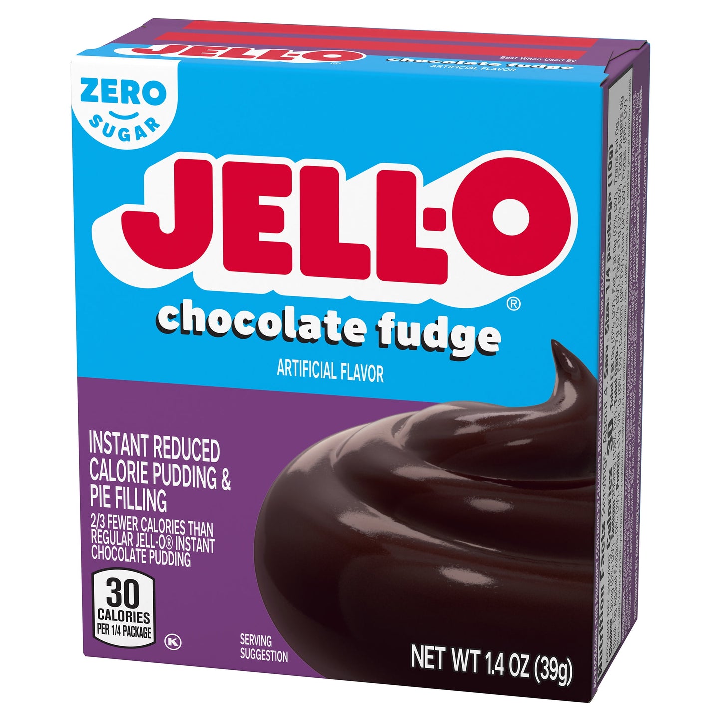 Jell-O Chocolate Fudge Artificially Flavored Zero Sugar Instant Reduced Calorie Pudding & Pie Filling Mix, 1.4 oz Box