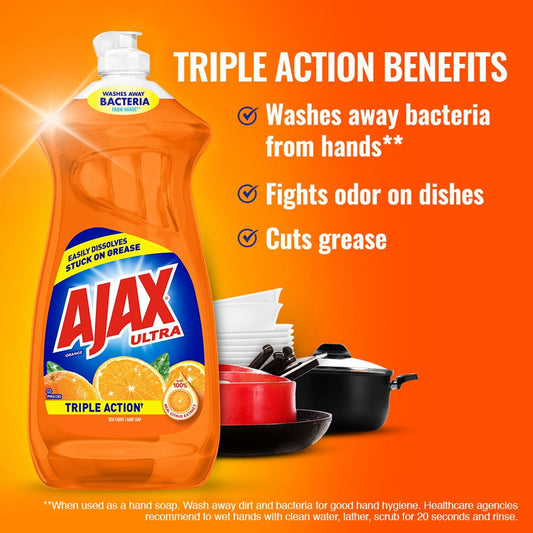Ajax Triple Action Hand Dish, Orange, 12.4 oz