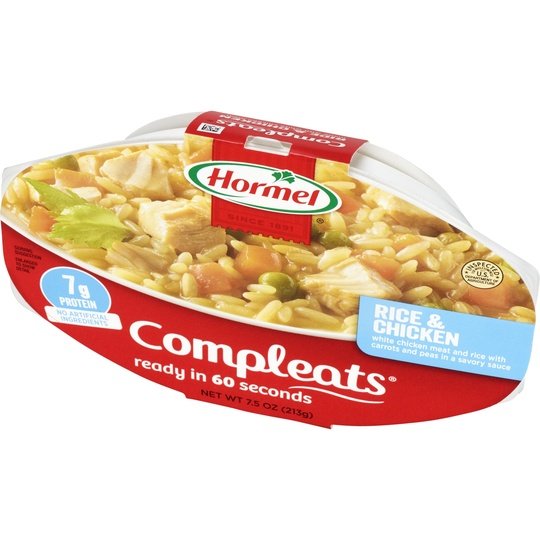 HORMEL COMPLEATS Rice & Chicken, Shelf Stable, 7.5 oz Plastic Tray