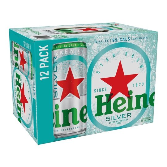 Heineken Silver Lager Beer, 12 Pack, 12 fl oz Cans, 4% Alcohol by Volume