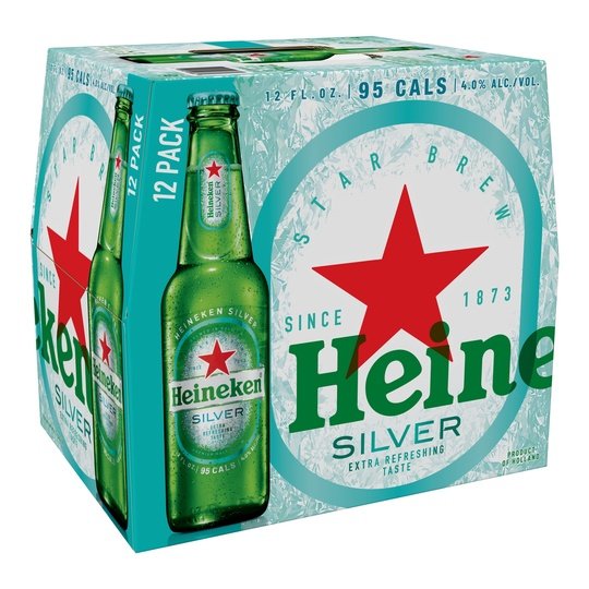 Heineken Silver Lager Beer, 12 Pack, 12 fl oz Bottles, 4% Alcohol by Volume