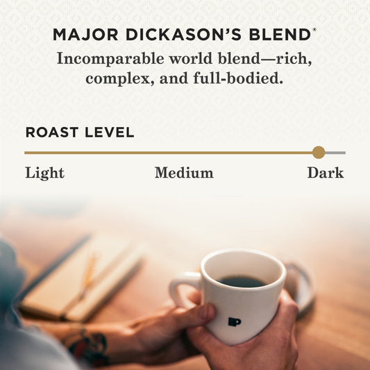 Peet's Coffee Major Dickason's Blend Whole Bean Coffee, Premium Dark Roast Coffee Beans, 100% Arabica, 10.5 oz