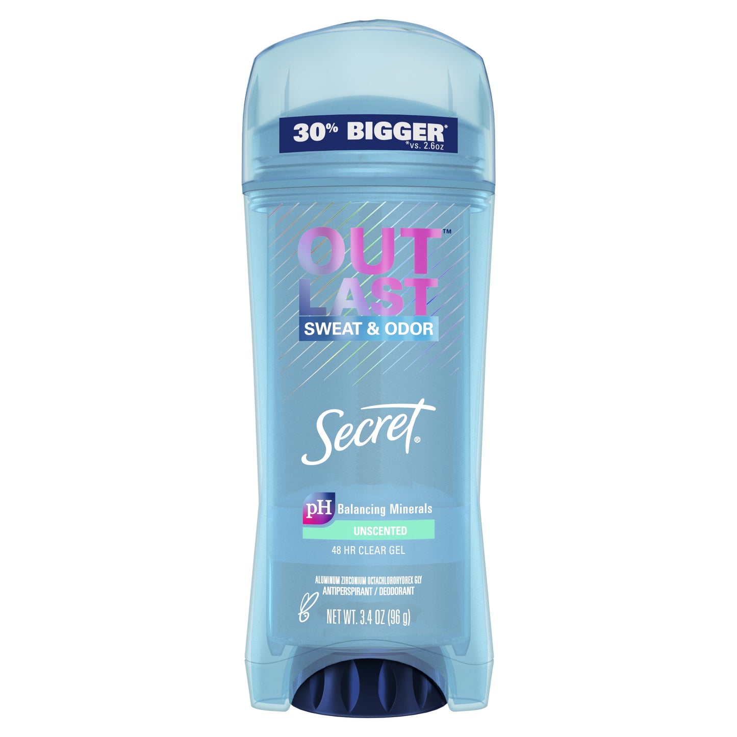 Secret Outlast Clear Gel Antiperspirant Deodorant for Women, Unscented 3.4 oz