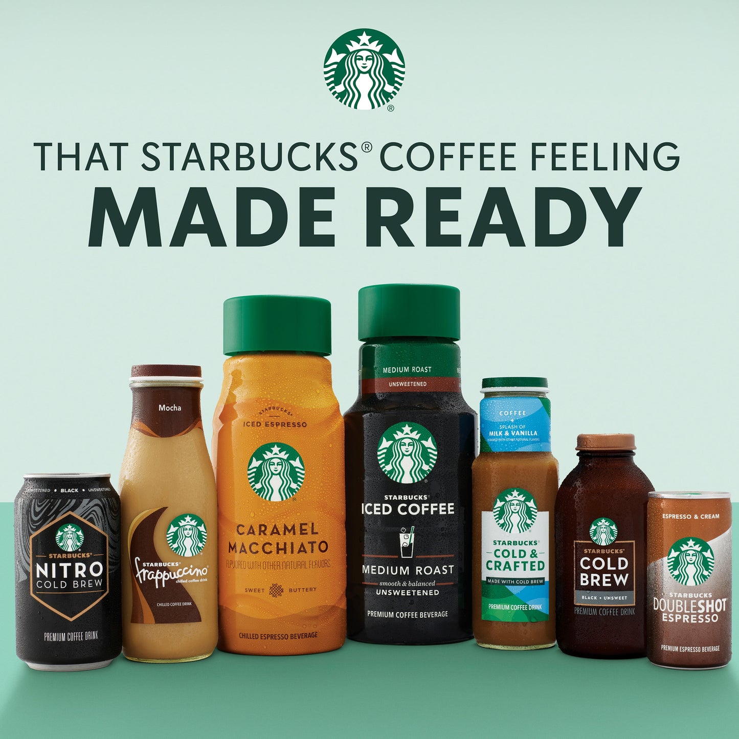 Starbucks Cold & Crafted Coffee + Splash of Milk & Mocha Cold Brew Crafted Coffee, 11 oz Bottle