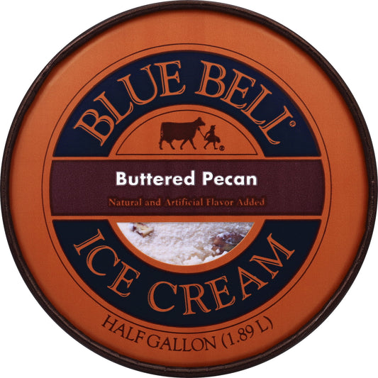 Blue Bell Brown Rim Buttered Pecan Ice Cream Half Gallon, 64 fl oz