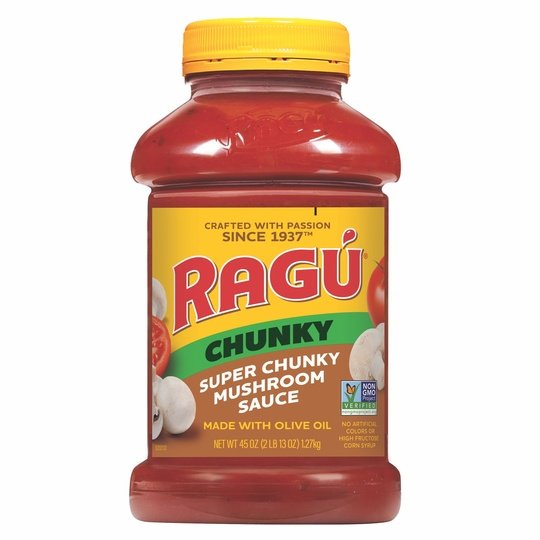 Ragu Chunky Super Chunky Mushroom Pasta Sauce with Hearty Mushrooms, Diced Tomatoes, 45 oz