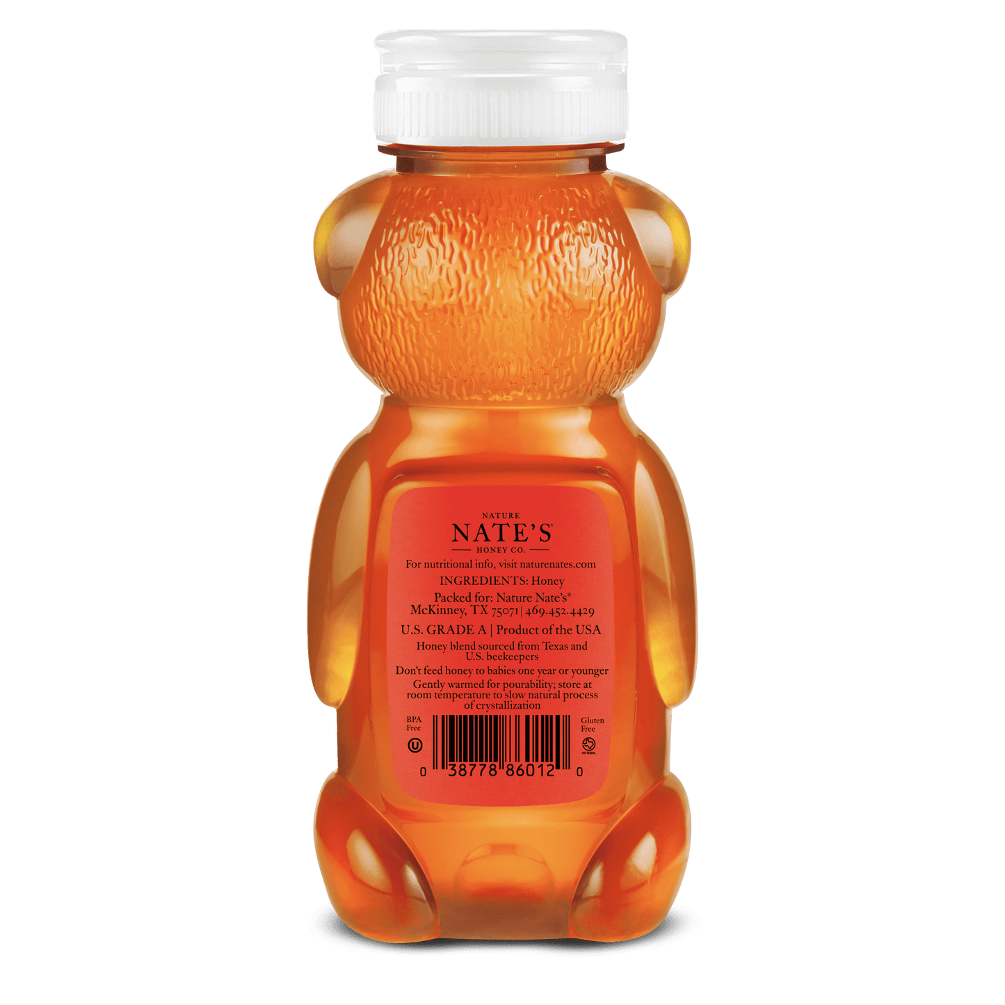 Nature Nate's Texas Honey: 100% Pure, Raw and Unfiltered Honey - 12 fl oz Gluten-Free Honey