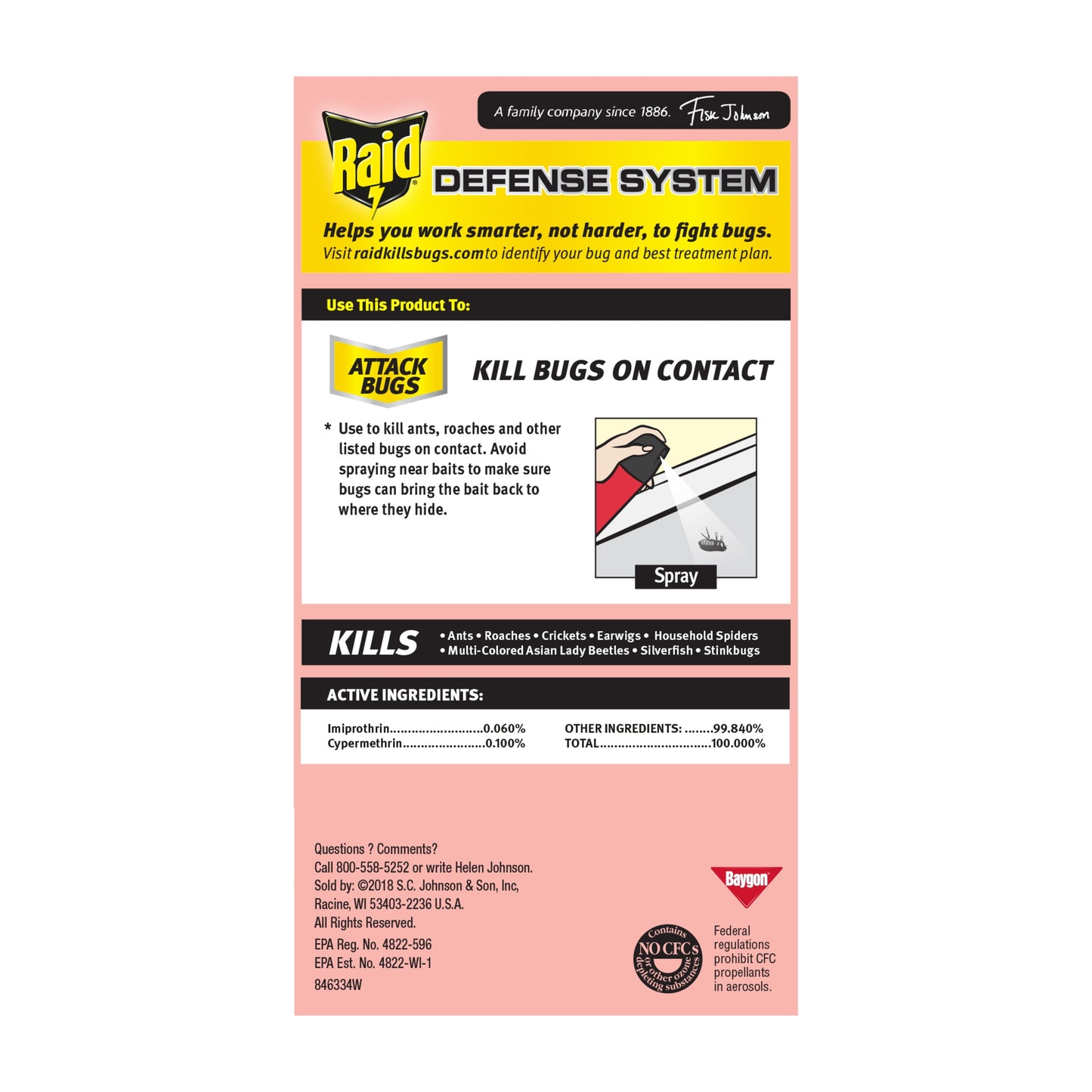 Raid Defend Indoor Defense System Roach and Ant Killer Spray Value Size, 20 oz