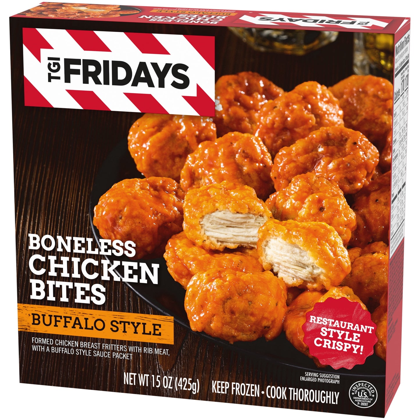 TGI Fridays Frozen Snacks & Appetizers Buffalo Style Boneless Chicken Bites, 15 oz Box Regular