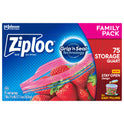 Ziploc® Brand Storage Bags with New Stay Open Design, Quart, 75 Count, Patented Stand-up Bottom, Easy to Fill Food Storage Bags, Unloc a Free Set of Hands in the Kitchen, Microwave Safe, BPA Free