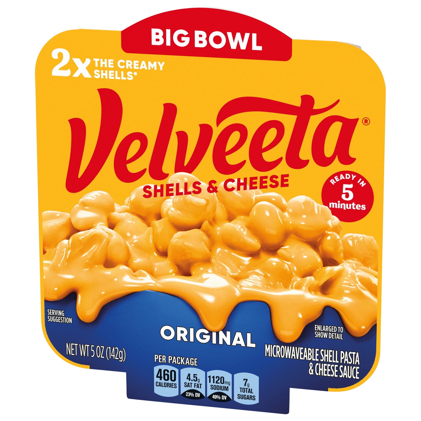 Velveeta Shells and Cheese Original Macaroni and Cheese Cups Easy Microwavable Big Bowl DInner, 5 oz Tray